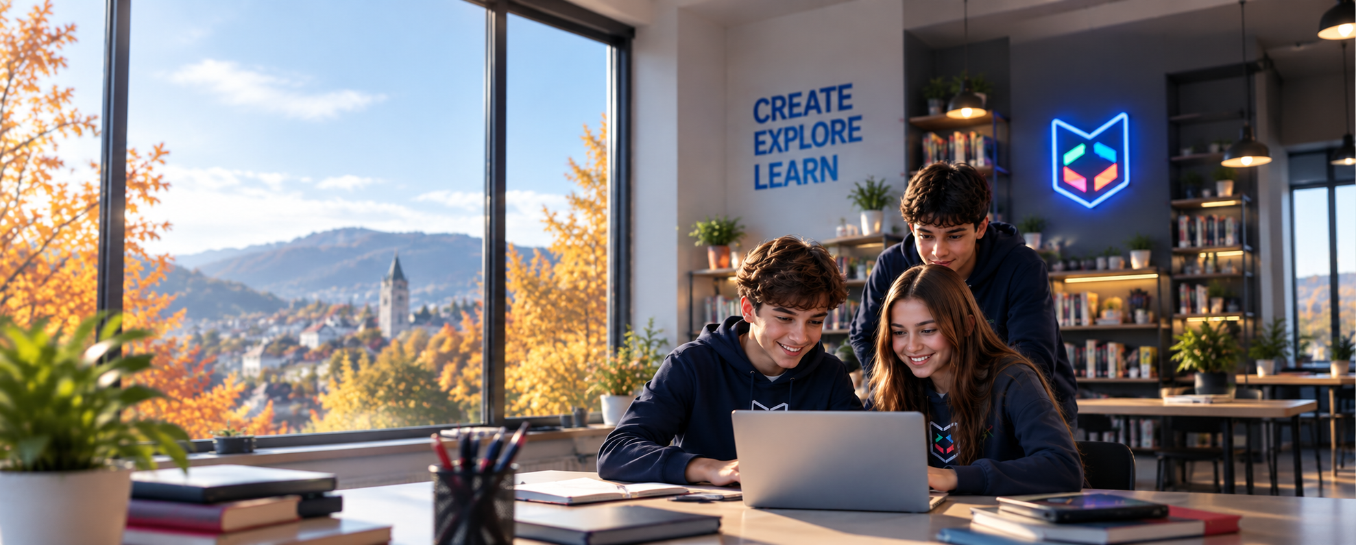 Nxënës të Probit Academy duke mësuar me laptop
